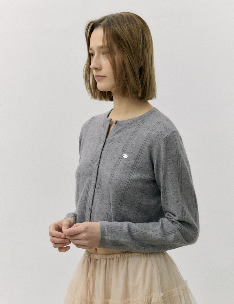 Round Skashi Knit Cardigan Grey