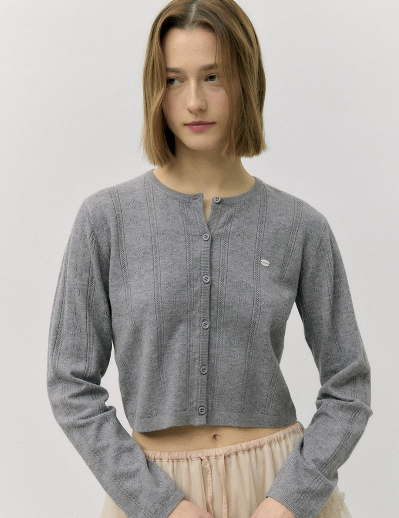 Round Skashi Knit Cardigan Grey