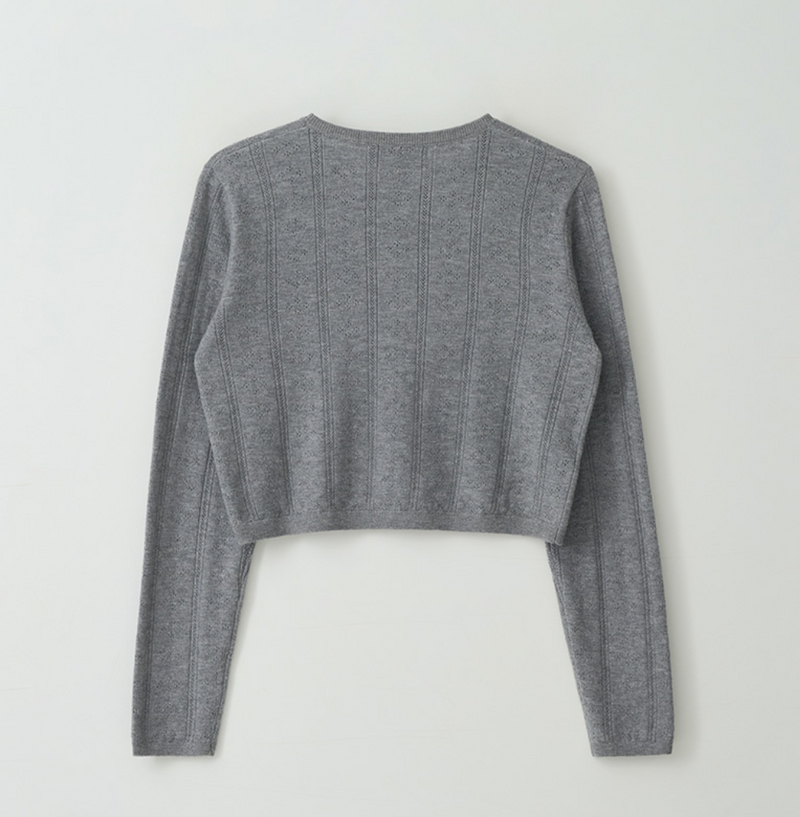 Round Skashi Knit Cardigan Grey