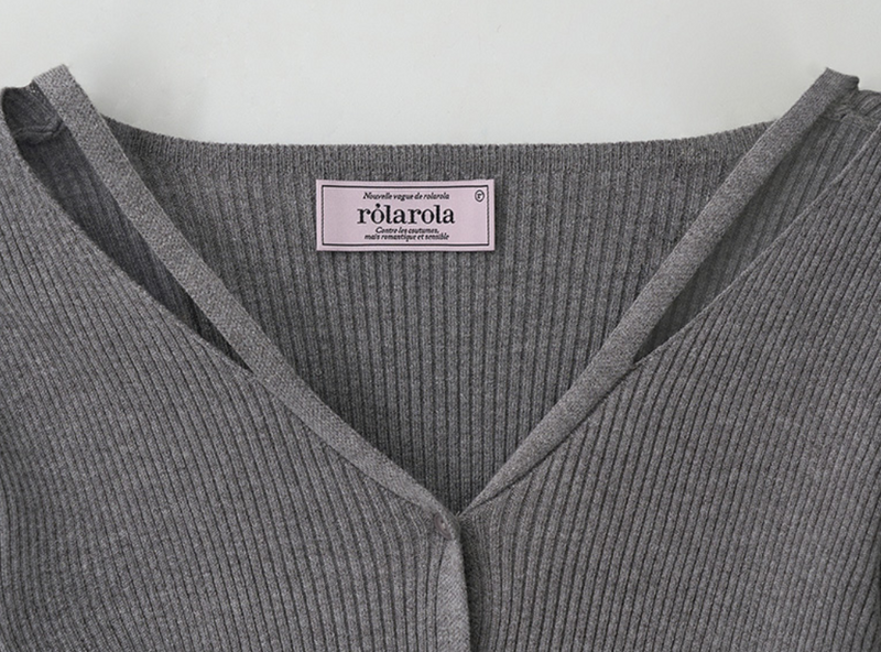 Cut Out Slim Fit Knit Cardigan Grey