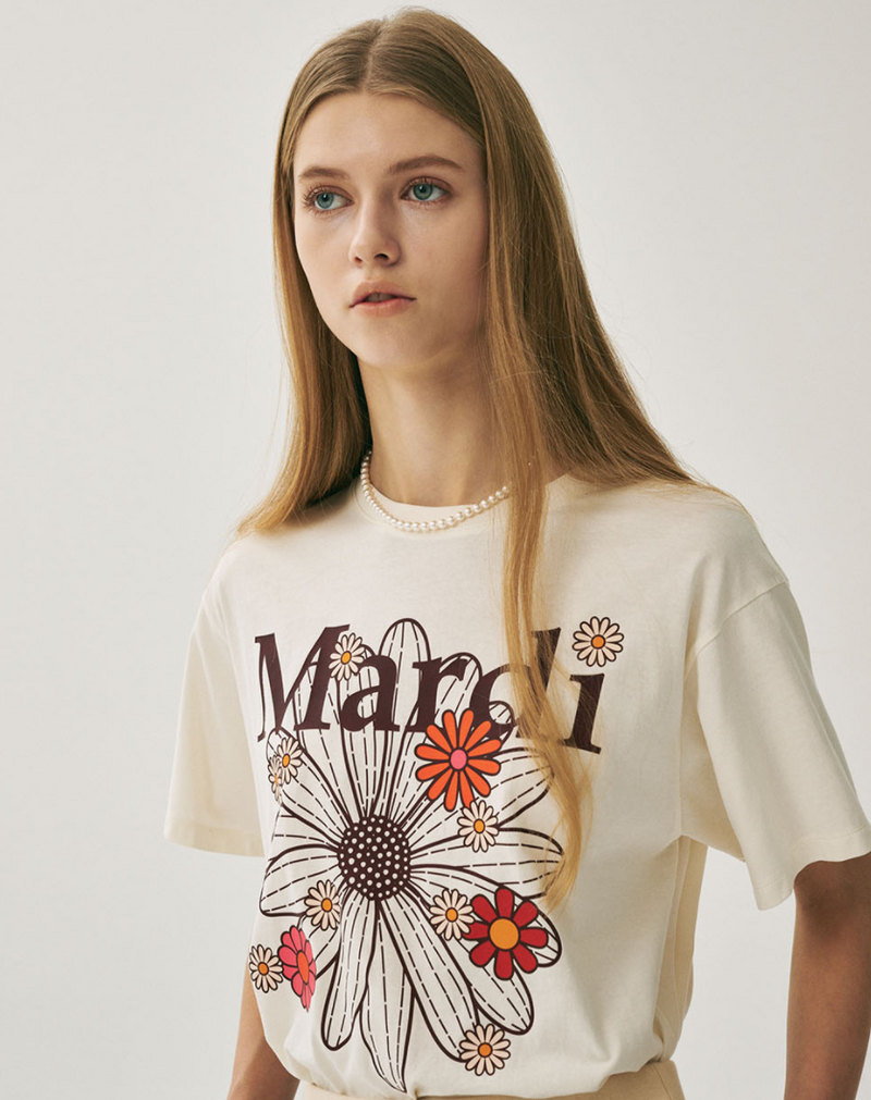 Tshirt Flowermardi Blossom Cream Burgundy