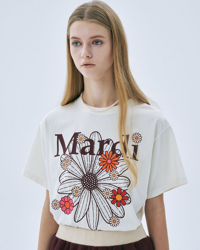 Tshirt Flowermardi Blossom Cream Burgundy