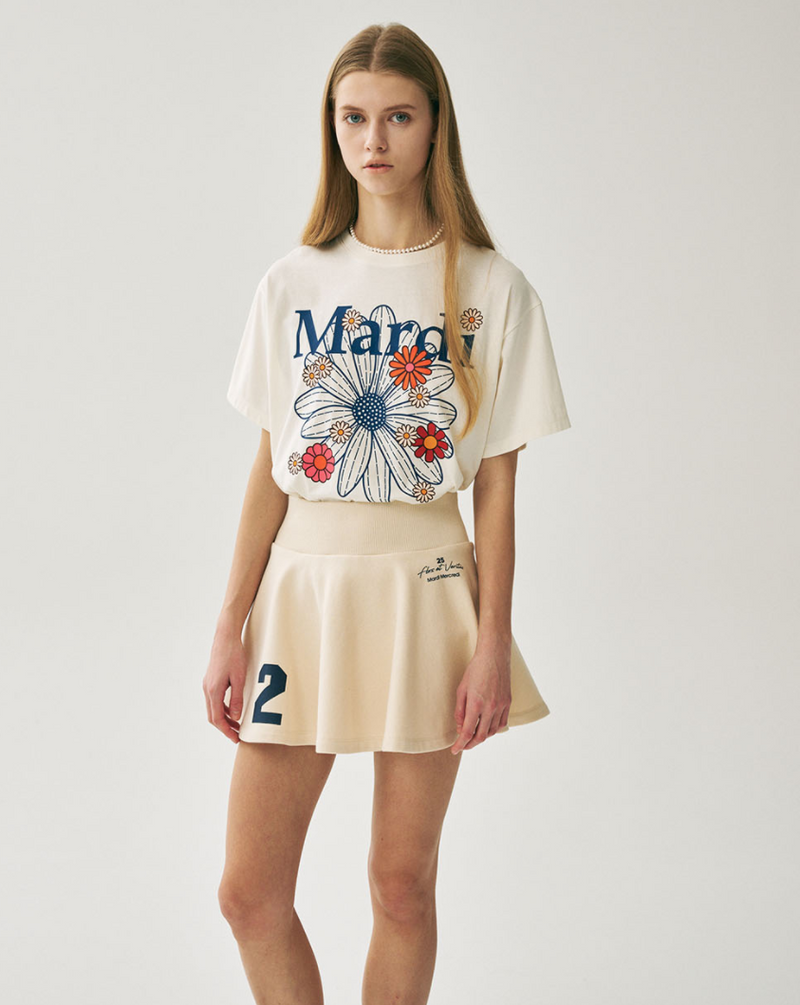 Tshirt Flowermardi Blossom Cream Vintage Blue
