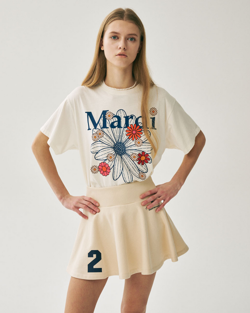 Tshirt Flowermardi Blossom Cream Vintage Blue