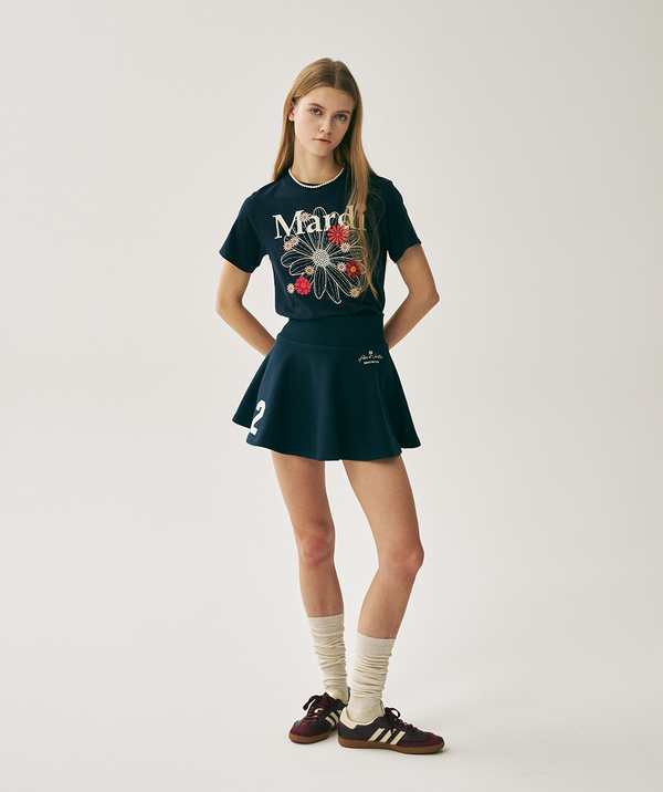Slim Tshirt Flowermardi Blossom Navy Ivory