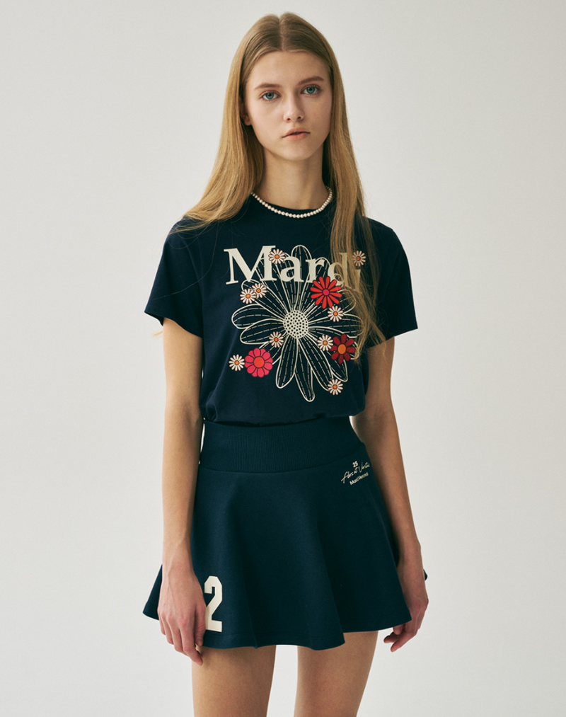 Slim Tshirt Flowermardi Blossom Navy Ivory