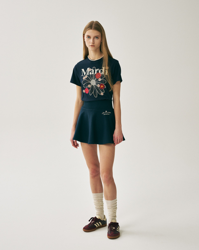 Slim Tshirt Flowermardi Blossom Navy Ivory