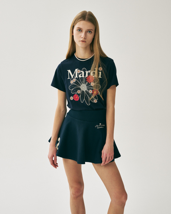 Slim Tshirt Flowermardi Blossom Navy Ivory