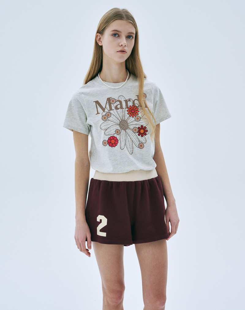 Slim Tshirt Flowermardi Blossom Oatmeal Taupe