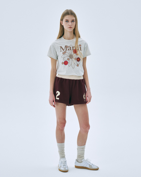 Slim Tshirt Flowermardi Blossom Oatmeal Taupe