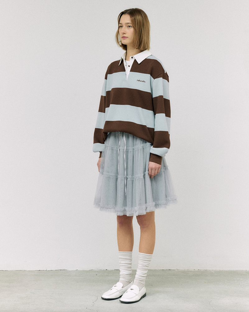 Stripe Collar T-shirt Brown Mint