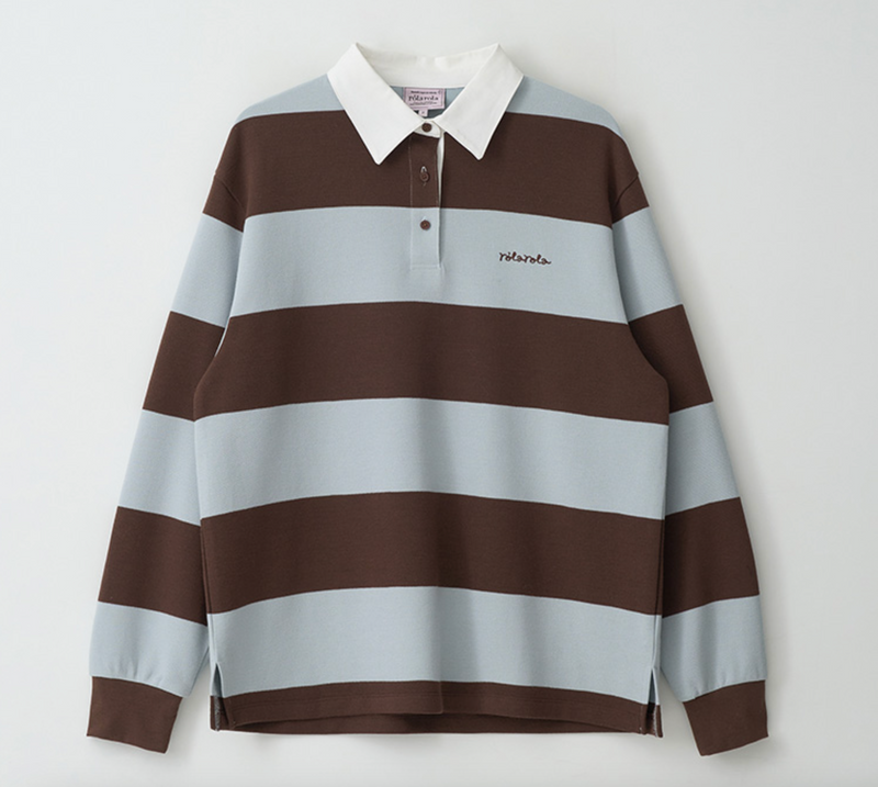Stripe Collar T-shirt Brown Mint