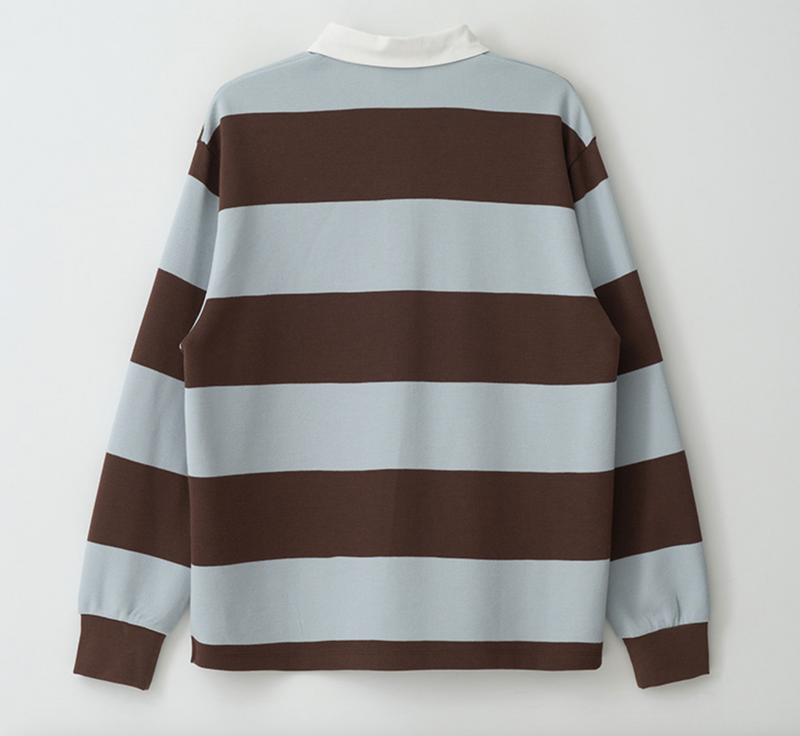 Stripe Collar T-shirt Brown Mint
