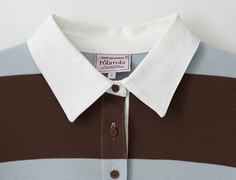 Stripe Collar T-shirt Brown Mint