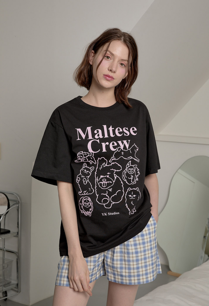 Maltese Crew Line Graphic Half Sleeve T-shirt Black