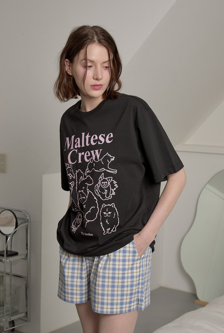 Maltese Crew Line Graphic Half Sleeve T-shirt Black