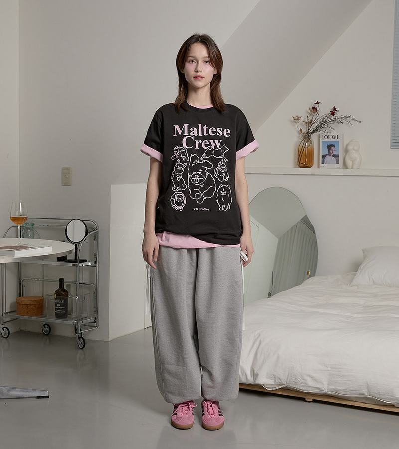 Maltese Crew Line Graphic Half Sleeve T-shirt Black