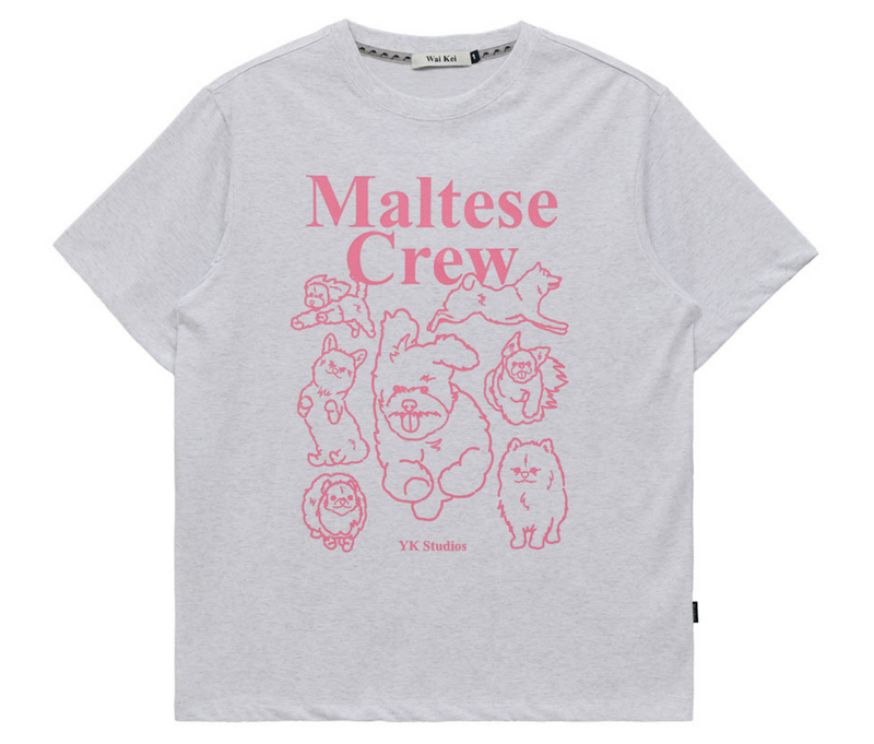 Maltese Crew Line Graphic Half Sleeve T-shirt Melange White