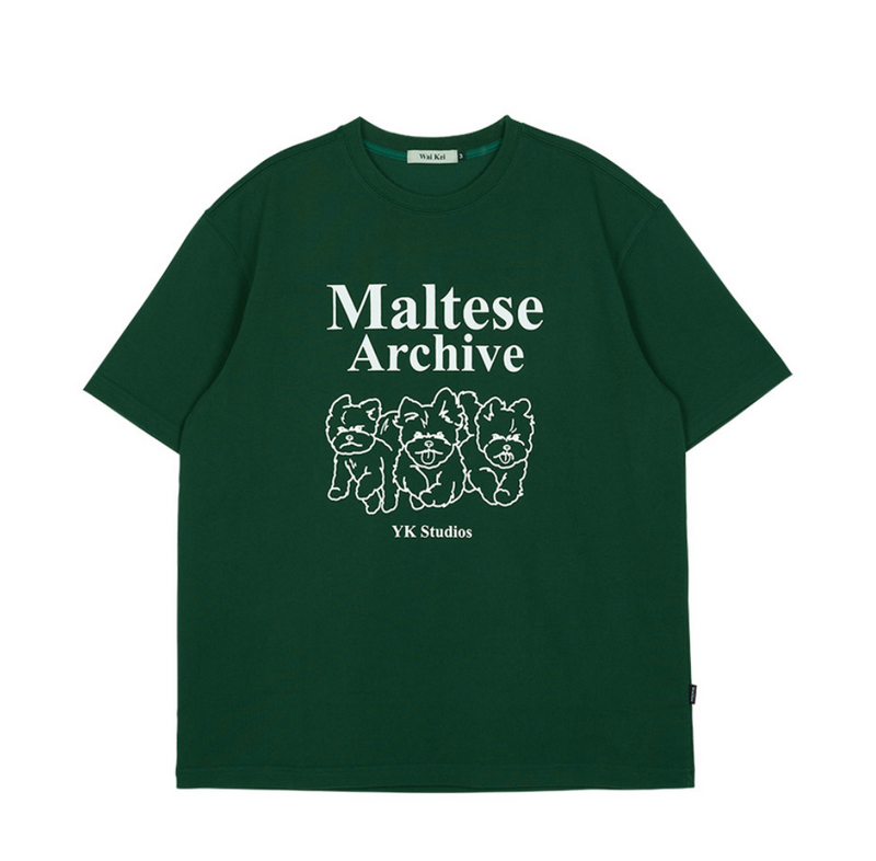 Maltese Archive Line Graphic Half Sleeve T-shirt Green