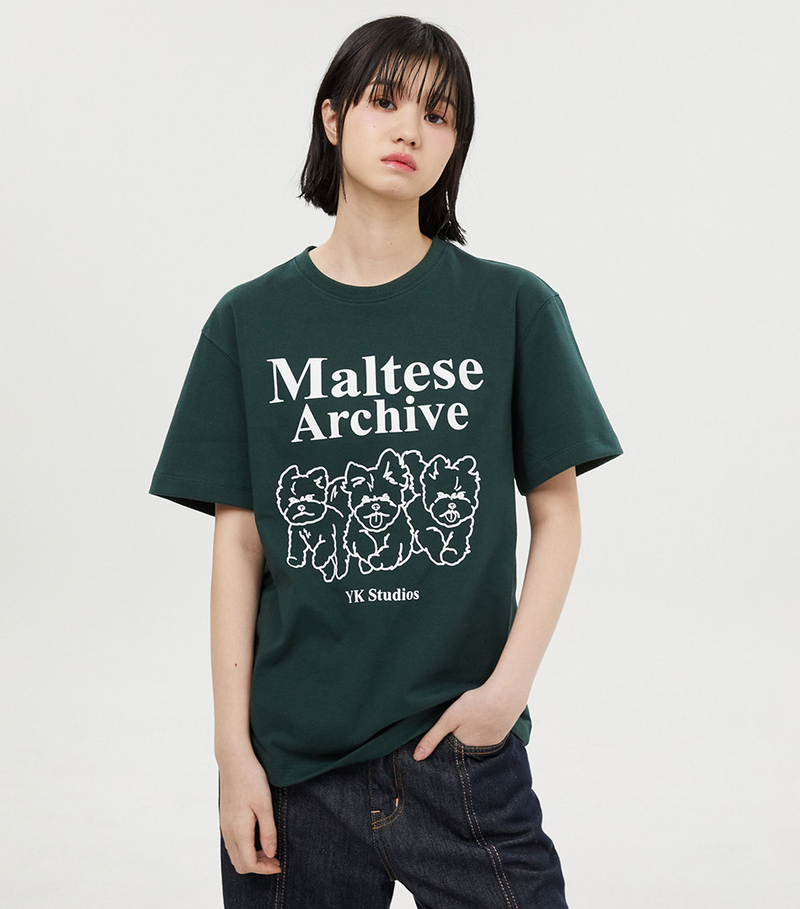 Maltese Archive Line Graphic Half Sleeve T-shirt Green