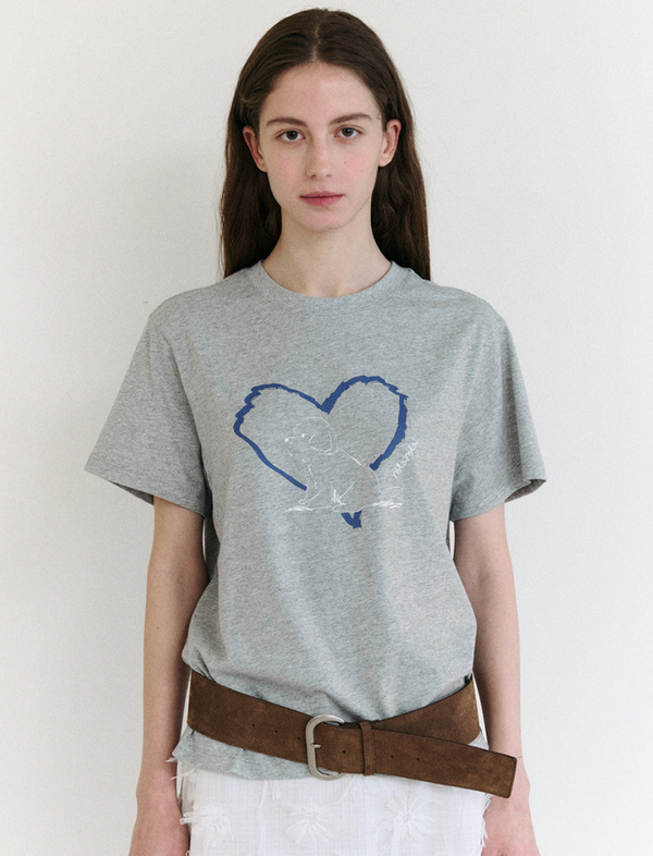 Heart Friends Puppy T-shirt Grey
