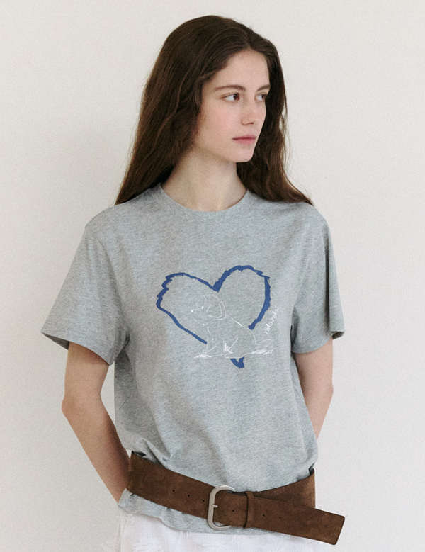 Heart Friends Puppy T-shirt Grey