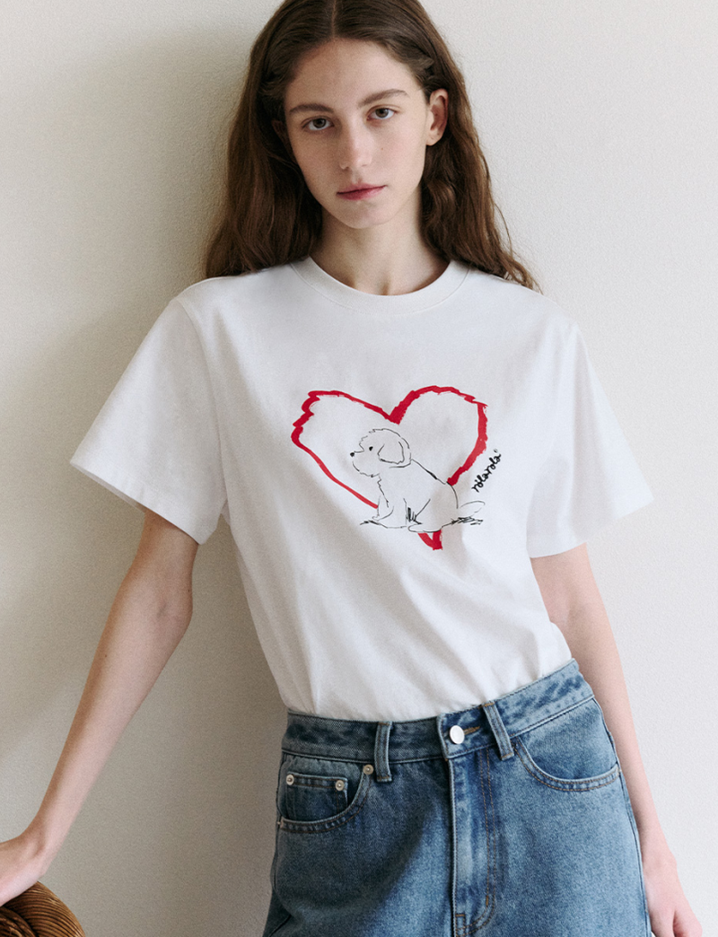 Heart Friends Puppy T-shirt White