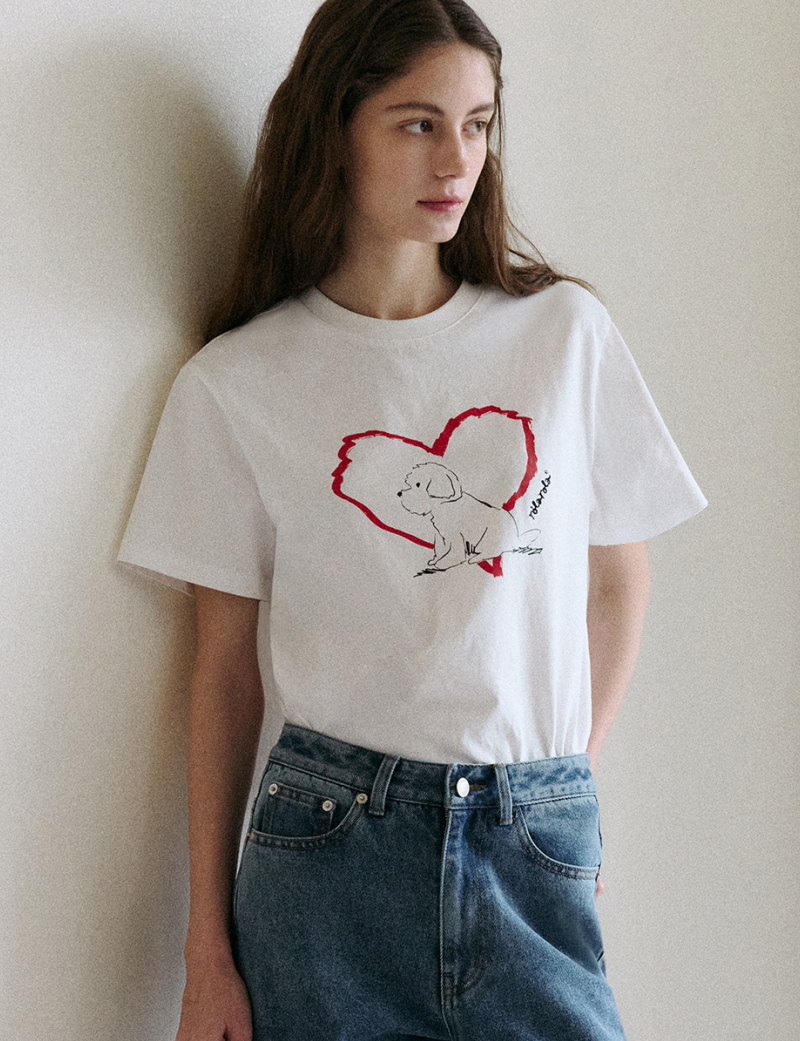 Heart Friends Puppy T-shirt White