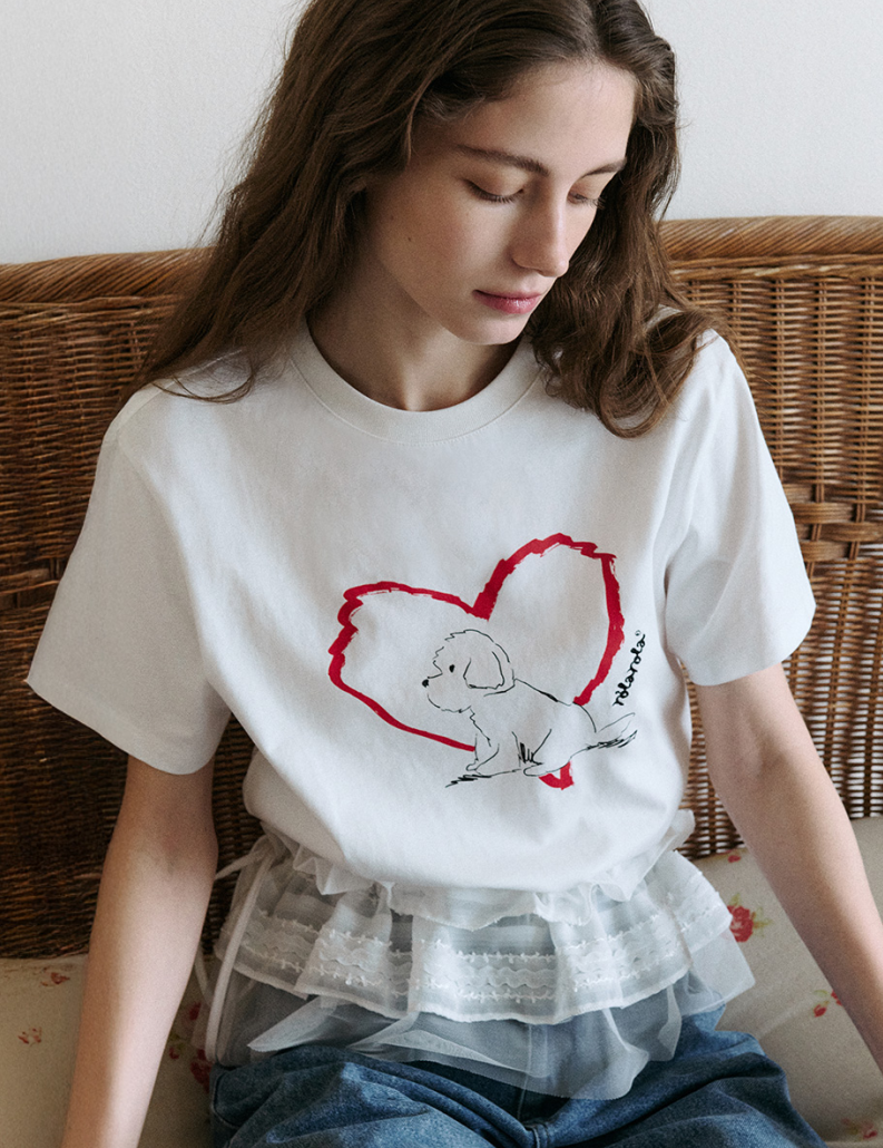 Heart Friends Puppy T-shirt White