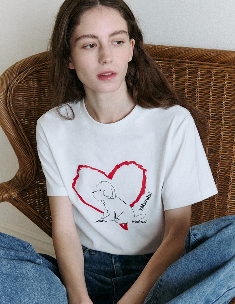 Heart Friends Puppy T-shirt White