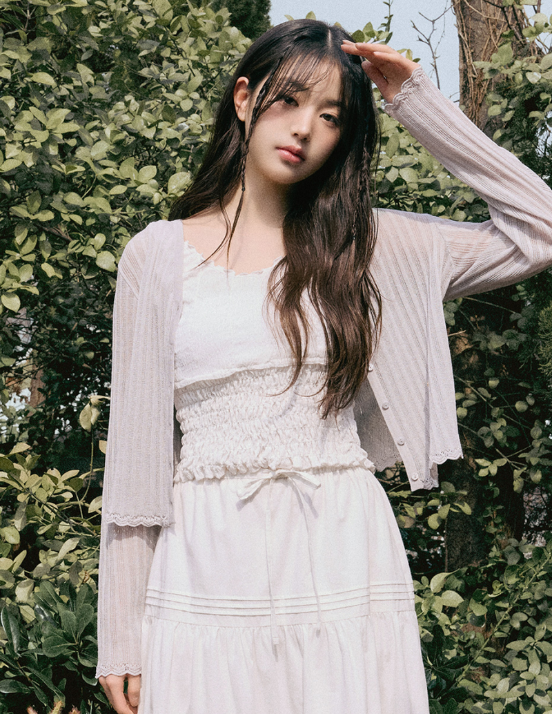 Lace Detail Cardigan Light Grey