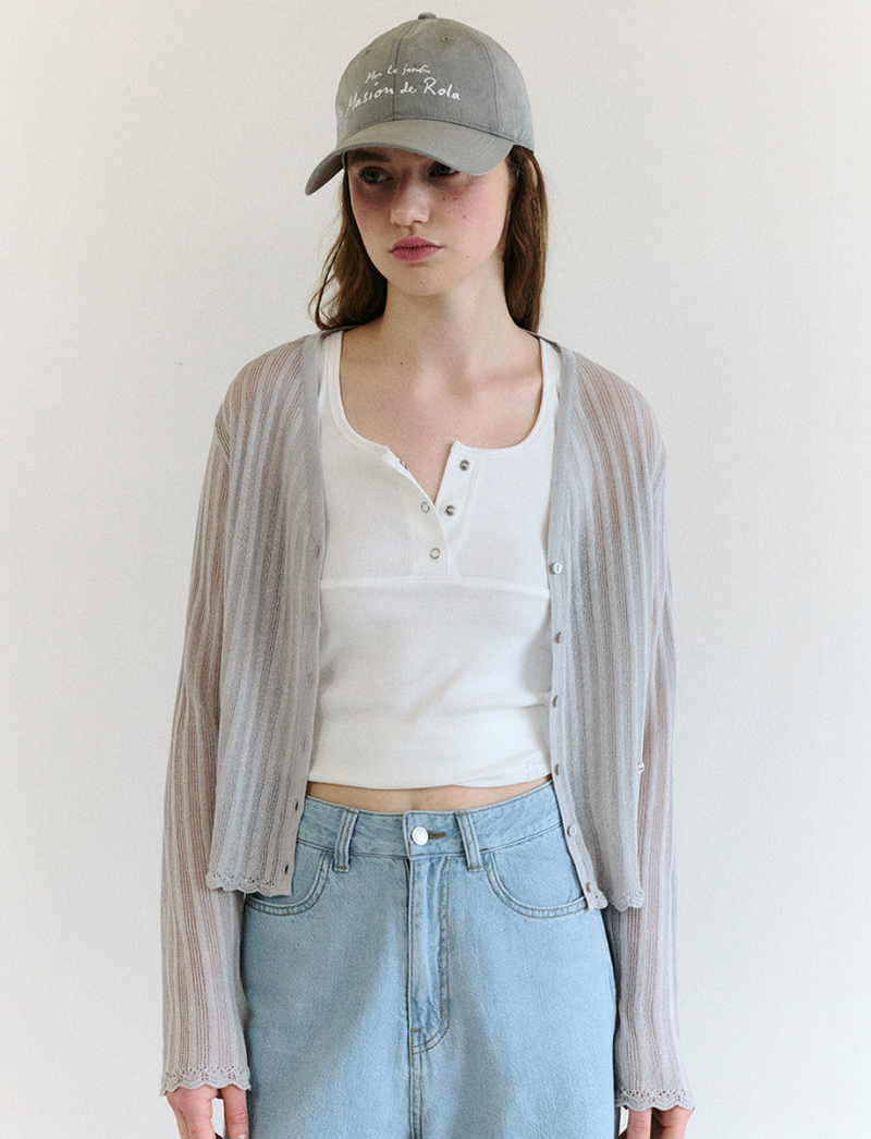 Lace Detail Cardigan Light Grey