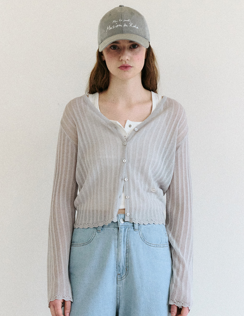 Lace Detail Cardigan Light Grey