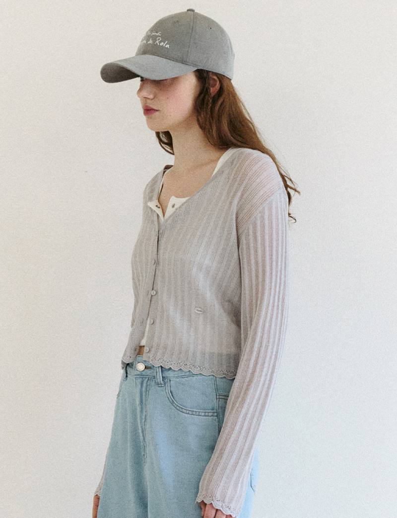 Lace Detail Cardigan Light Grey