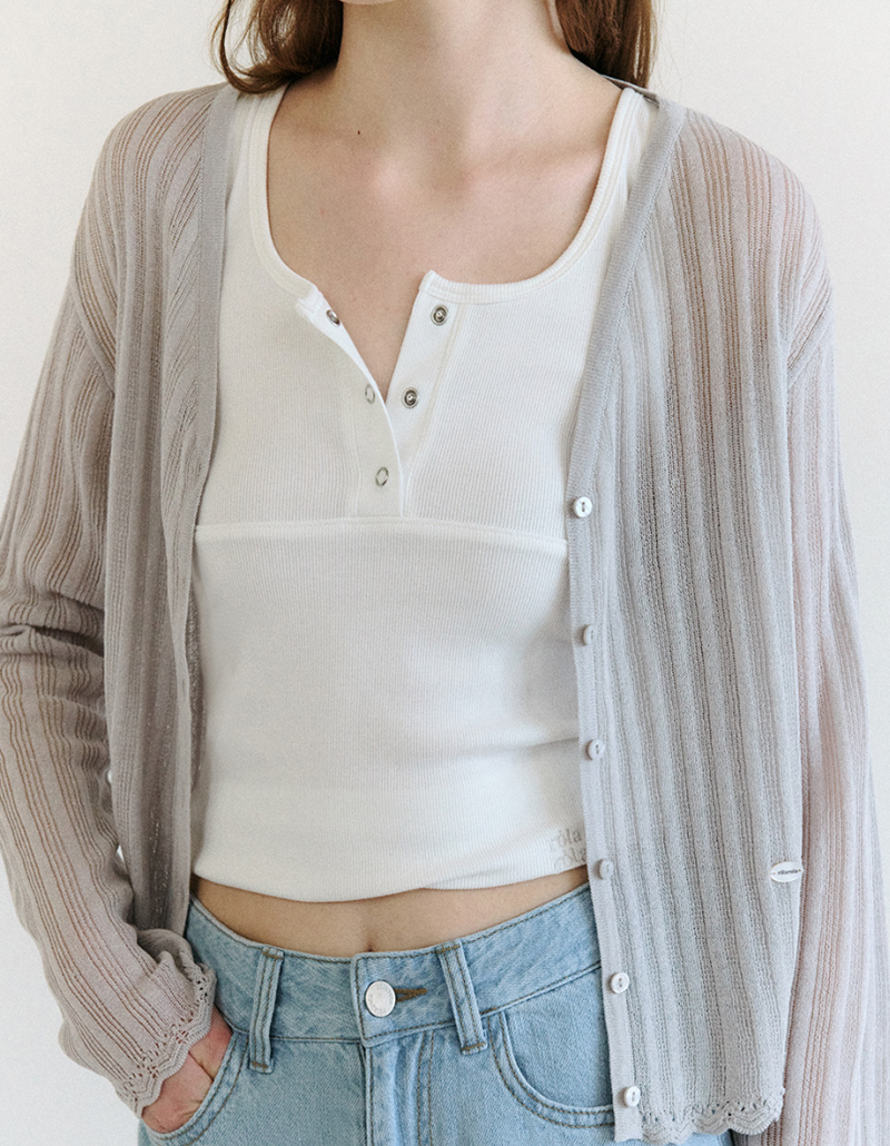 Lace Detail Cardigan Light Grey