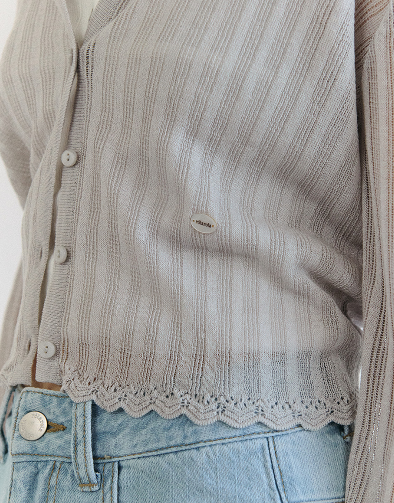 Lace Detail Cardigan Light Grey