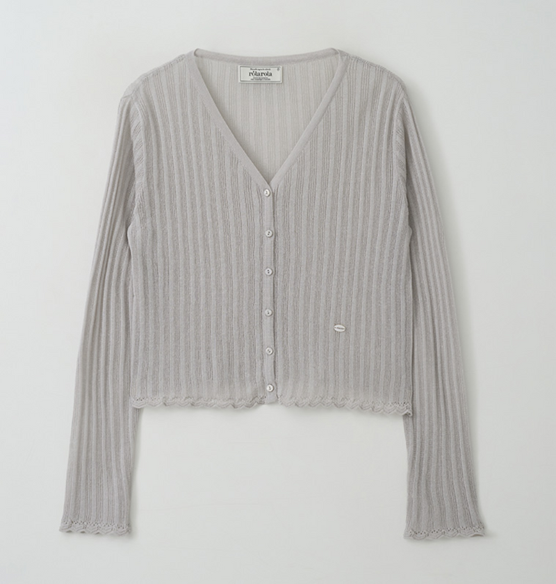 Lace Detail Cardigan Light Grey