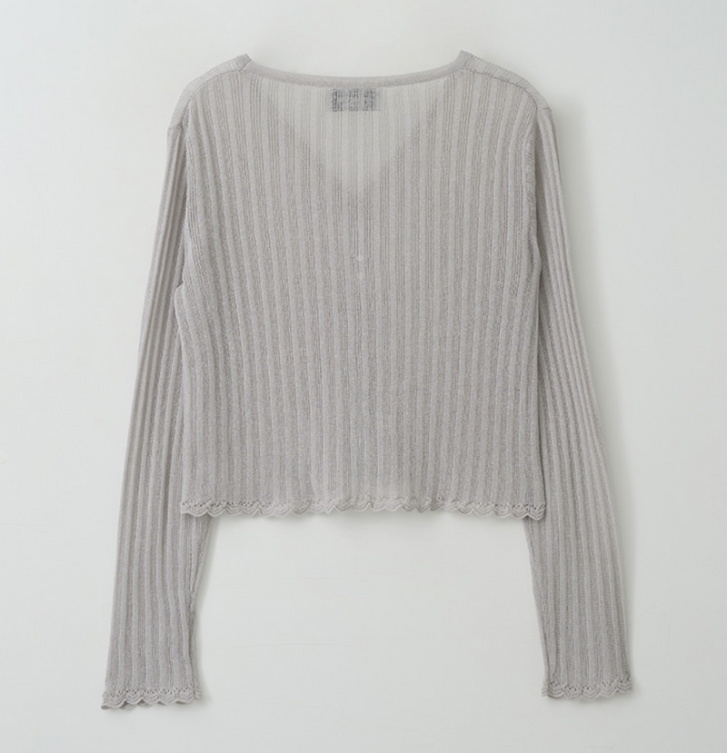 Lace Detail Cardigan Light Grey