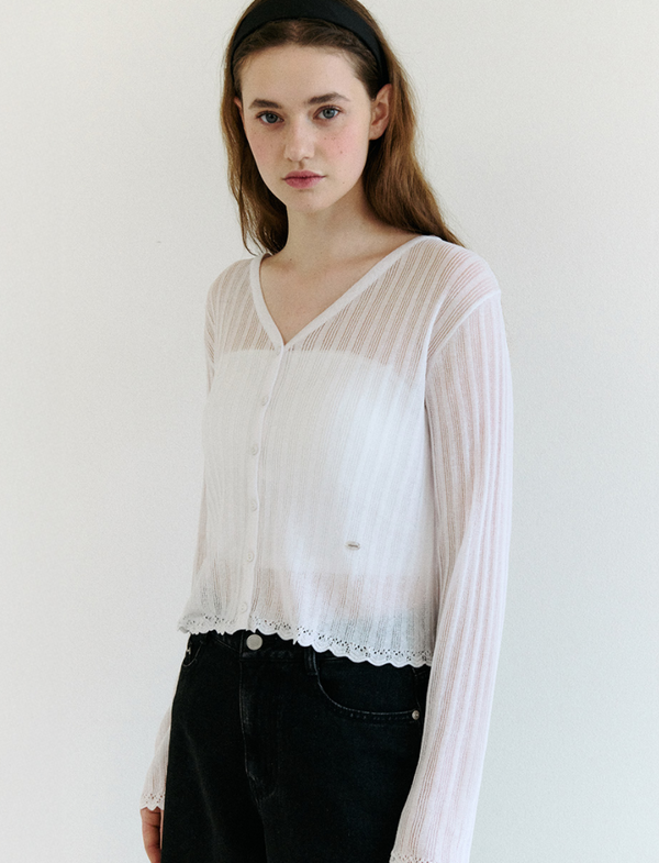 Lace Detail Cardigan White