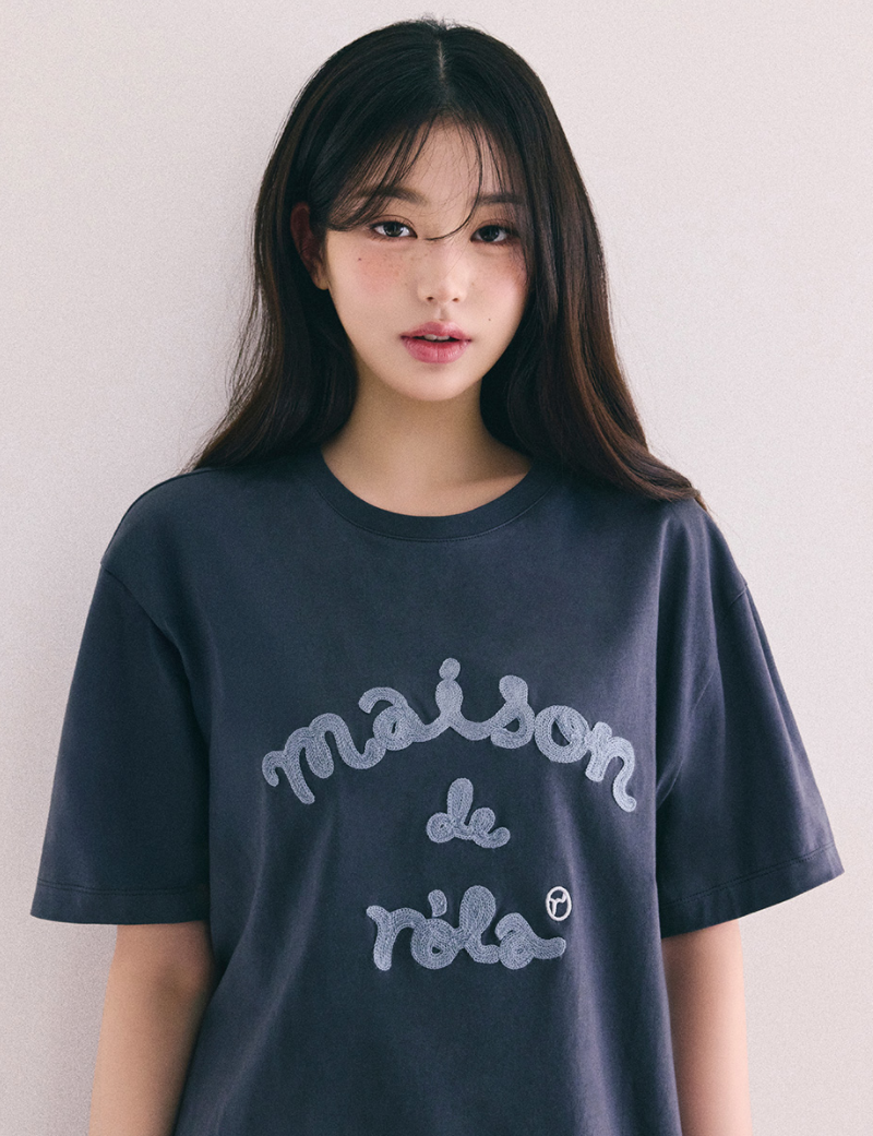 Maison De Rola Embroidery Loose Fit T-shirt Charcoal Grey