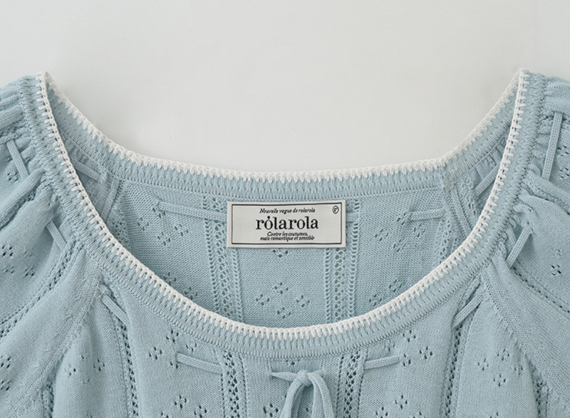 Skashi Ribbon Pointed Half Knit Sky Blue