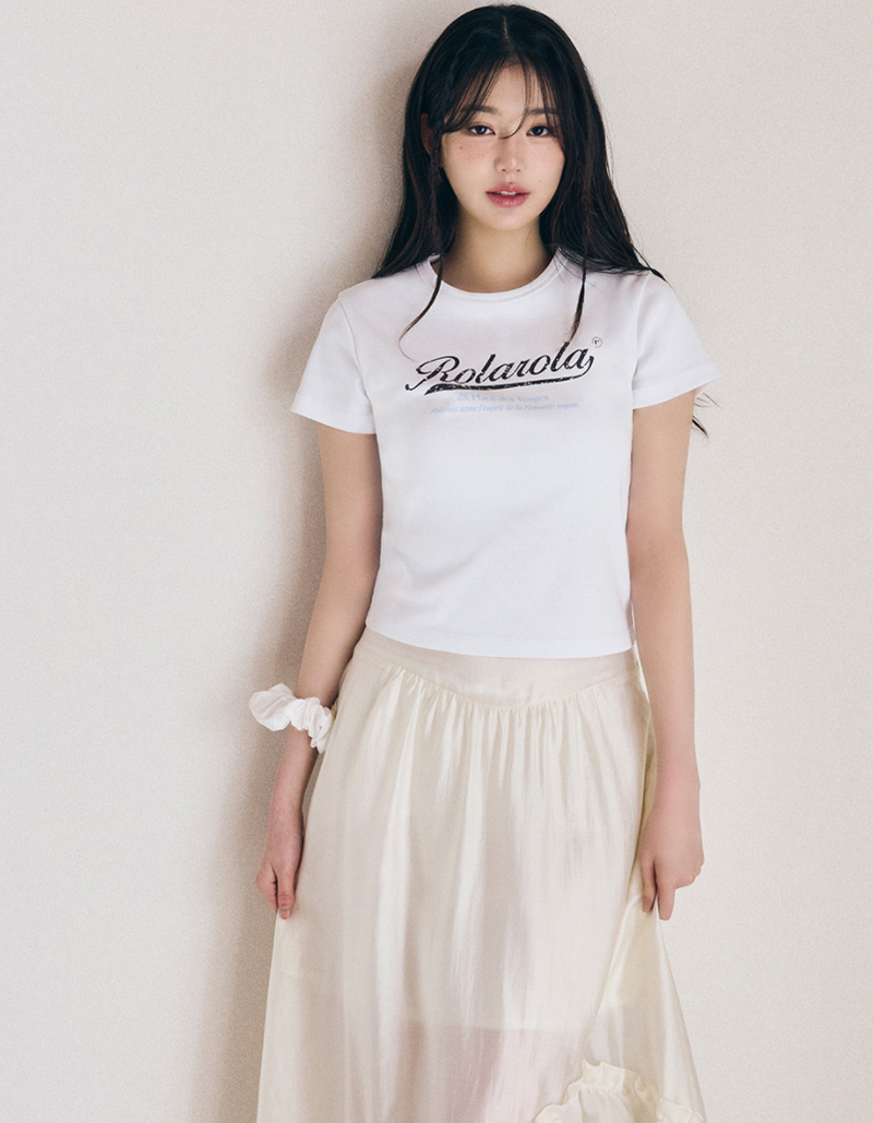 Unbalance Shirring Long Skirt Ivory