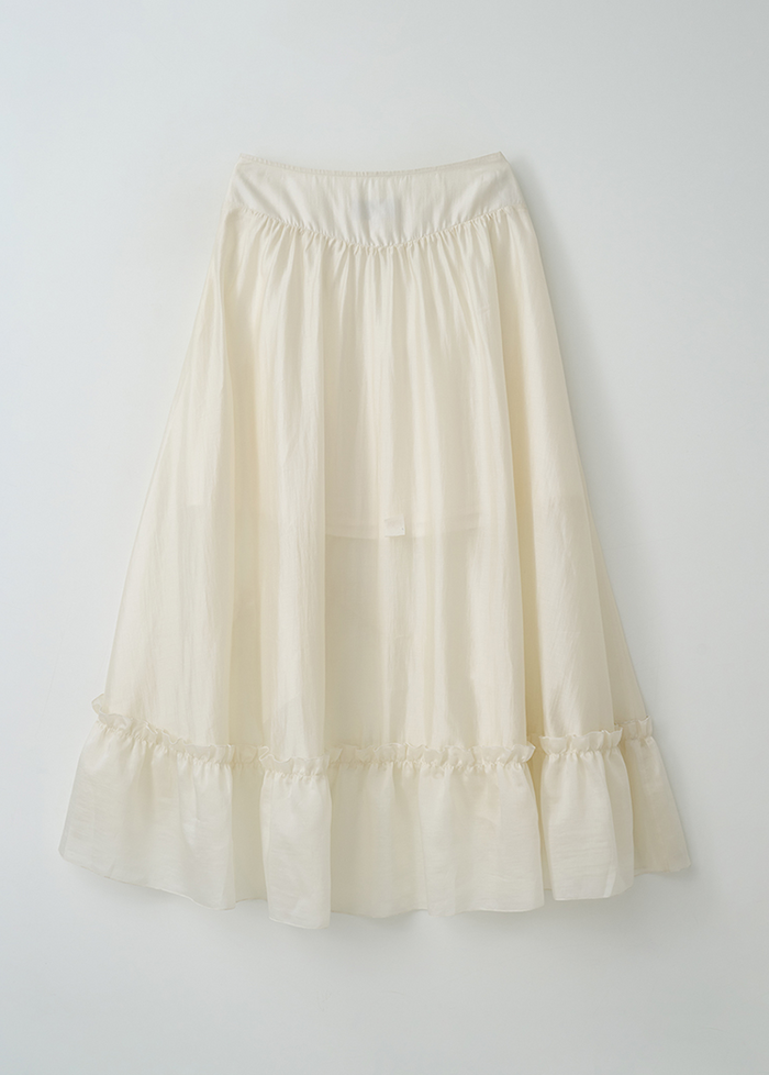 ★ rolarola★ UNBALANCE SHIRRING LONG SKIRT IVORY 500827496 Unbalance Shirring Long Skirt Ivory | Rola Rola | Couturist