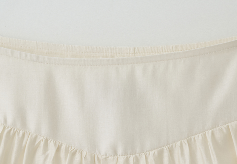Unbalance Shirring Long Skirt Ivory