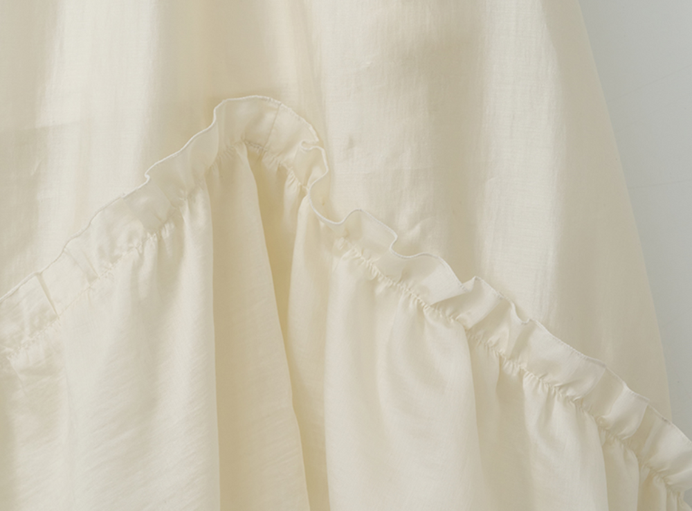 Unbalance Shirring Long Skirt Ivory | Rola Rola | Couturist