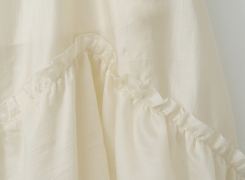 Unbalance Shirring Long Skirt Ivory