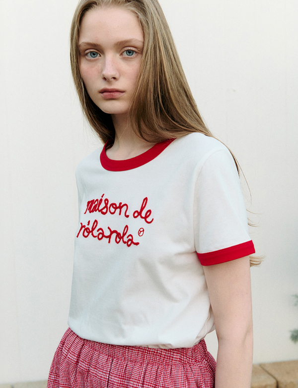 Maison De Rola Ringer T-shirt White Red