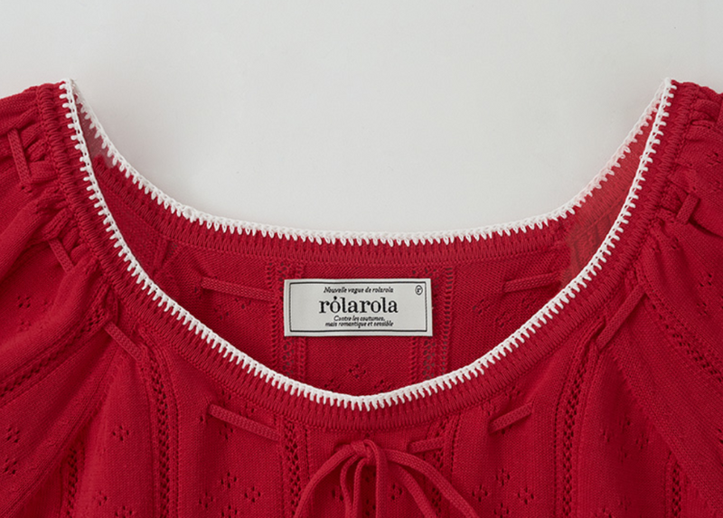 Skashi Ribbon Pointed Half Knit Red