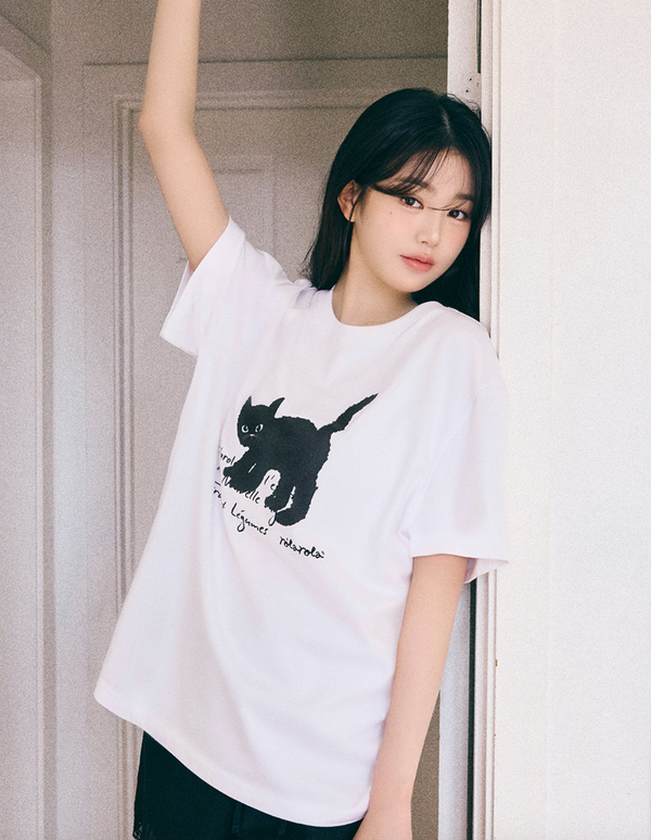 Rola Cat Friends Loose Fit T-shirt White
