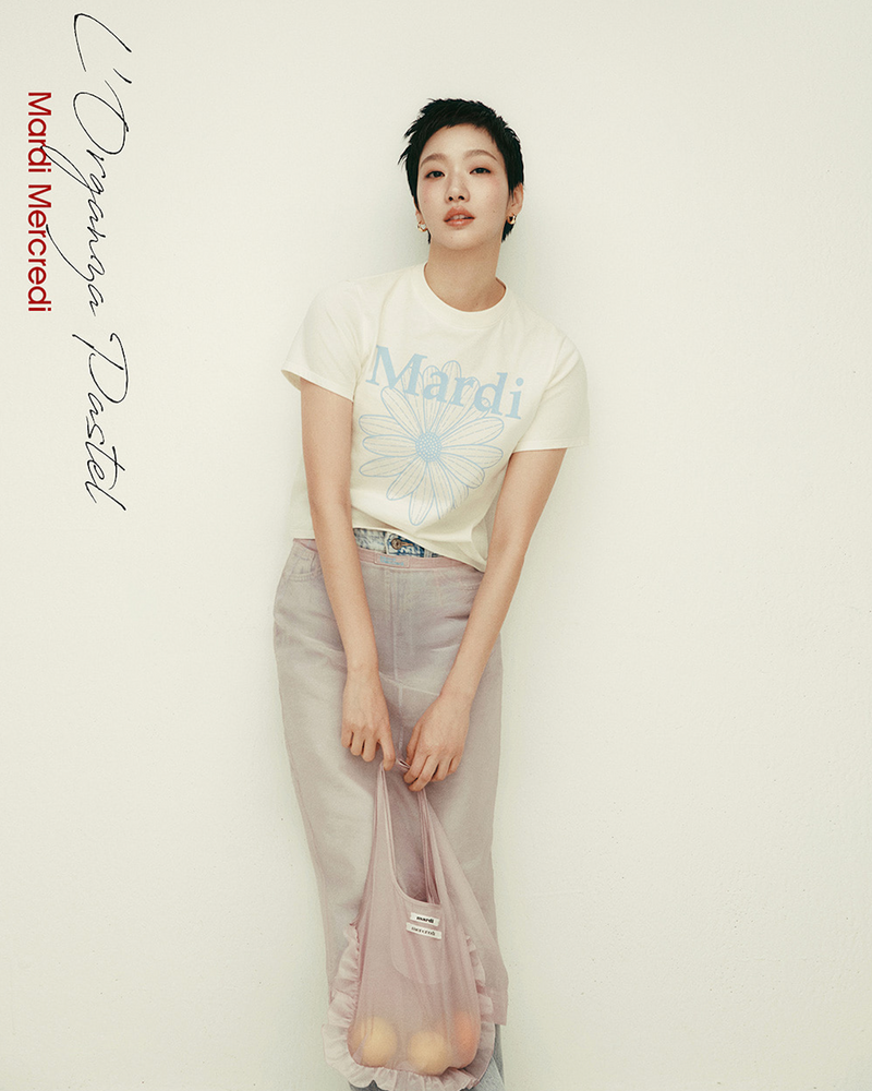 Slim T-shirt Flowermardi Cream Ashblue